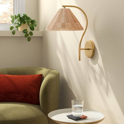  Rattan Wall Sconce Light Brass - Threshold™