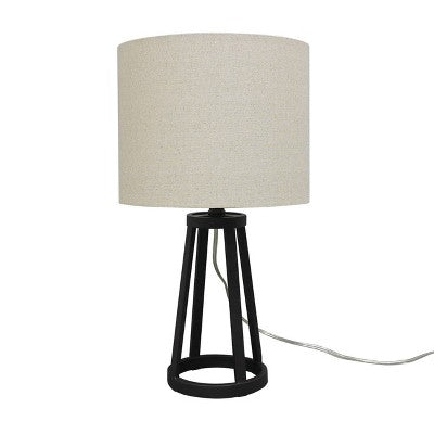  Medium Modern Industrial Assembled Table Lamp Black - Threshold™: UL Listed, Cotton-Linen Shade, Metal Body, No Bulb Included