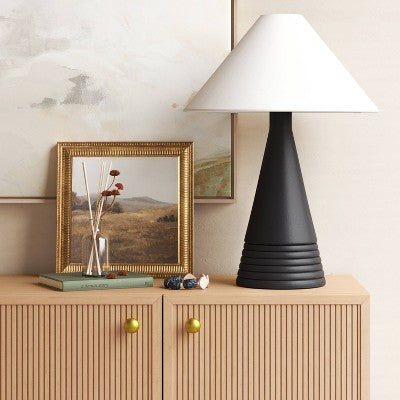  Ceramic Table Lamp With Tapered Shade Black (Includes LED Light Bulb) - Threshold™