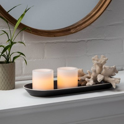  2pk 3" X 3" LED Flameless Black Wick Candles White - Threshold™