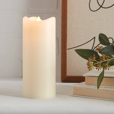  7" X 3" LED Flickering Flame Candle Cream - Threshold™