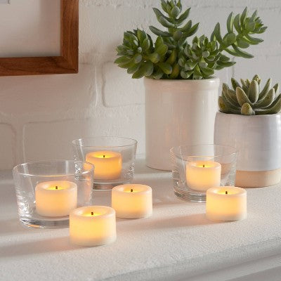  6pk LED Tealight Flameless Black Wick Candle Cream - Threshold™