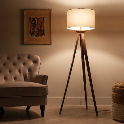  Oak Wood Tripod Floor Lamp Dark Brown - Threshold™