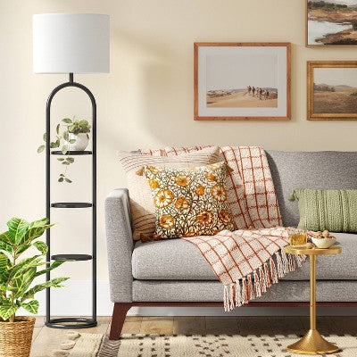  Ring Base Shelf Floor Lamp Black (Includes LED Light Bulb) - Threshold™