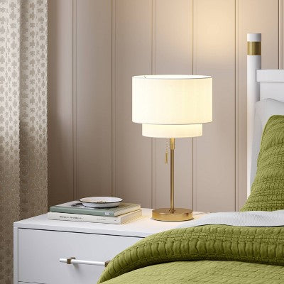  Double Shade Knurled Collection Table Lamp Gold - Threshold™
