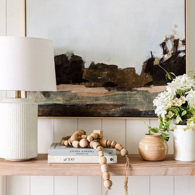  24"x16" Ceramic Assembled Table Lamp White - Threshold™ Designed With Studio McGee: Ribbed Design, Dimmable, UL Listed
