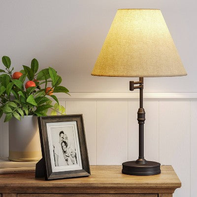  Large Swing Arm Oil Rubbed Lamp Base Black - Threshold™