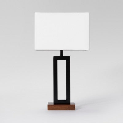  Weston Window Small Lamp Base Black - Threshold™: Modern Rectangle, No Assembly Required, ETL Listed