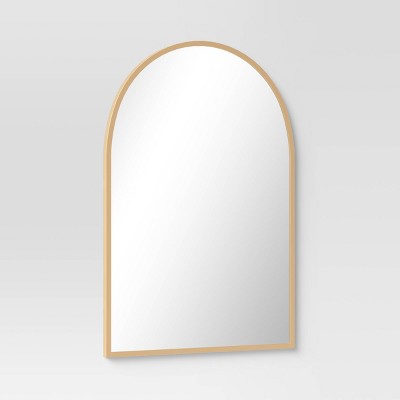  20" X 30" Arched Metal Wall Mirror Brass - Threshold™