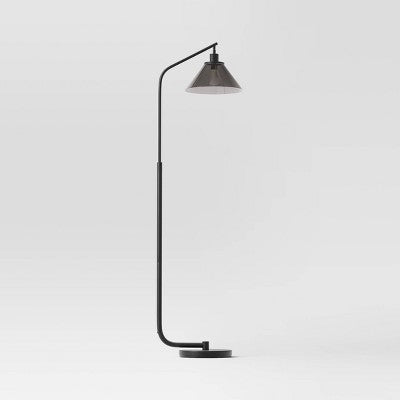  Smoked Glass Floor Lamp Black - Threshold™