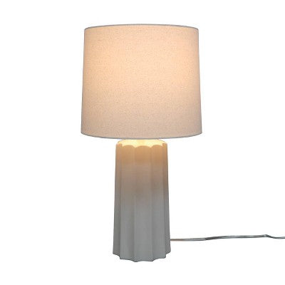  24.75"x13" Ribbed Ceramic Table Lamp Cream - Threshold™: Bedside, Nightstand, No Assembly Required