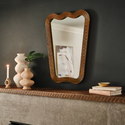  22"x30" Ribbed Wood Wall Mirror - Threshold™