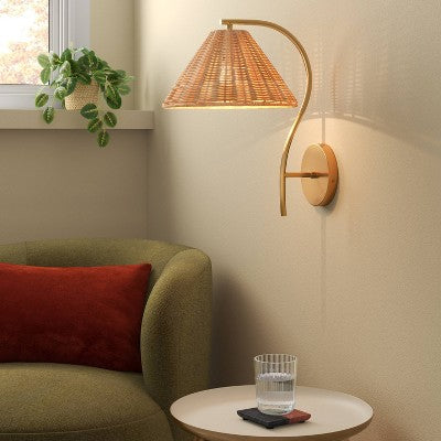  Rattan Wall Sconce Light Brass - Threshold™