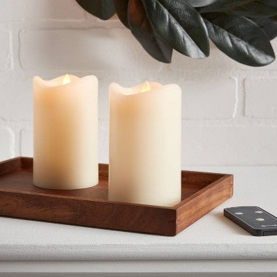  2pk 5" X 3" LED Flickering Flame Candle Cream - Threshold™