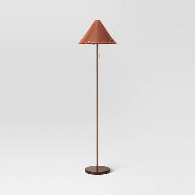  Floor Lamp With Leather Shade Brown - Threshold™