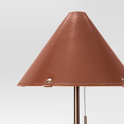  Floor Lamp With Leather Shade Brown - Threshold™