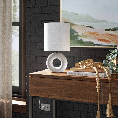  Abstract Ceramic Mini Table Lamp White - Threshold™