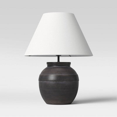  21.25"x17" Large Ceramic Table Lamp Black - Threshold™: Embossed Detail, No Assembly Required