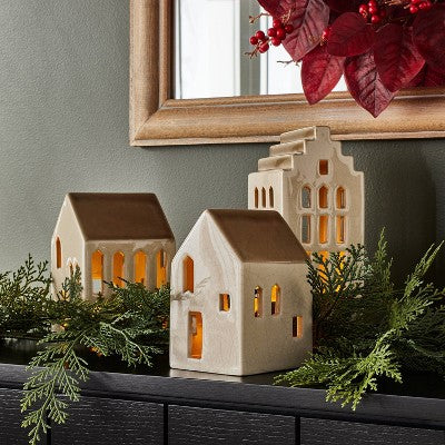  3pc Ceramic House LED Tea Light Holder Set - Threshold™ Designed With Studio McGee