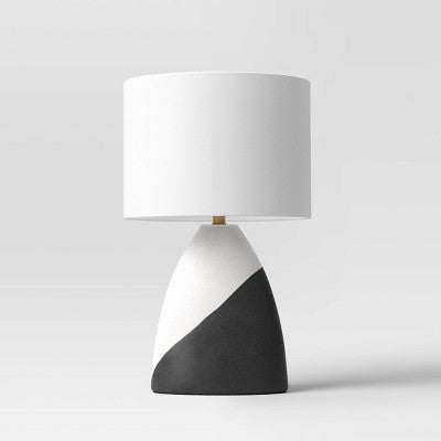  20.5"x12.5" Modern Table Lamp Black/White - Threshold™: Ceramic Base, Linen Shade, UL Listed, No Assembly Required