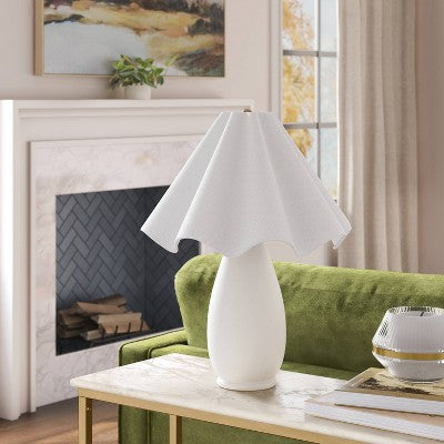  Wavy Shade Collection With Ceramic Base Table Lamp White - Threshold™