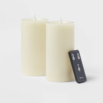  2pk 3" X 6" LED Candles Cream - Threshold™
