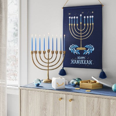  Cast Aluminum Menorah Antique Gold - Threshold™