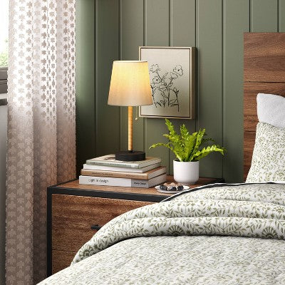 Mini Rattan Wrap Stick Table Lamp Black - Threshold™