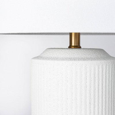  24"x16" Ceramic Assembled Table Lamp White - Threshold™ Designed With Studio McGee: Ribbed Design, Dimmable, UL Listed