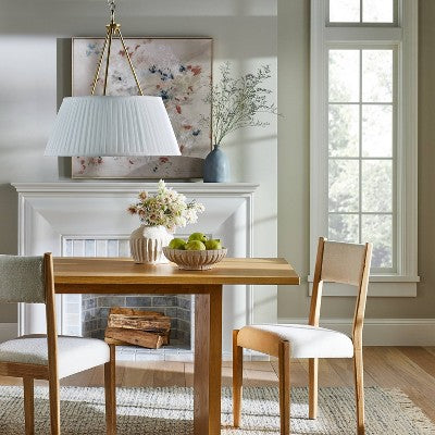  Pendant With Pleated Shade Ceiling Light White - Threshold™ Designed With Studio McGee: Elegant Iron & Cotton Fixture, UL Listed