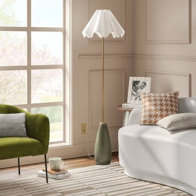  Wavy Shade Collection With Ceramic Base Floor Lamp Green - Threshold™