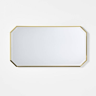  16"x30" Geometric Aluminum Metal Wall Mirror Brass - Threshold™ Designed With Studio McGee: Octagonal, No Assembly, Wall Mount