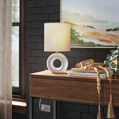  Abstract Ceramic Mini Table Lamp White - Threshold™