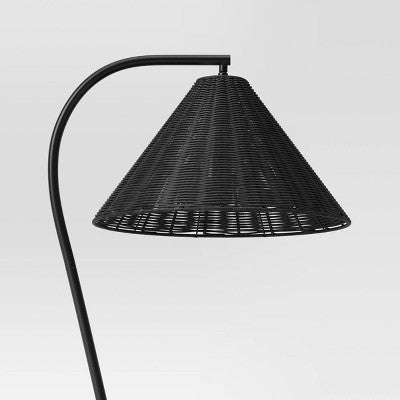  Arc Neck Floor Lamp With Natural Shade Black (Includes LED Light Bulb) - Threshold™