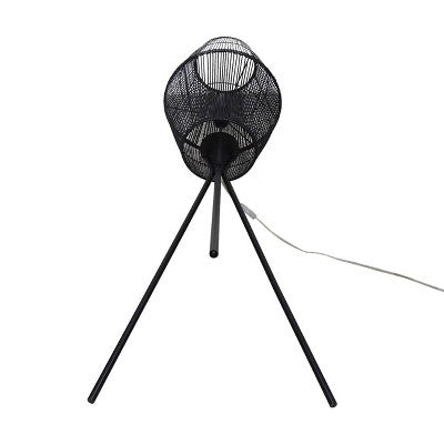  Diamond Tripod Floor Lamp Black With Rattan Shade (Includes LED Light Bulb) - Threshold™: Nautical Standing Illumination