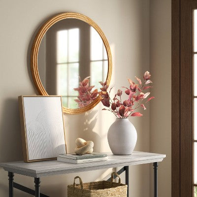  28" Round Fluted Circle Wall Mirror Natural - Threshold™