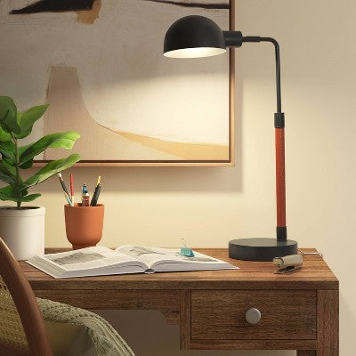  Pharmacy Task Lamp With Faux Leather Wrap Black (Includes LED Light Bulb) - Threshold™