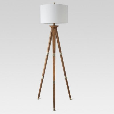  Oak Wood Tripod Floor Lamp Dark Brown - Threshold™