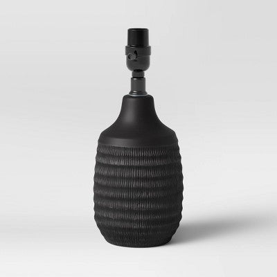  12.25"x5.25" Small Textured Ceramic Lamp Base Black - Threshold™: Chic Raised Design, ETL Listed