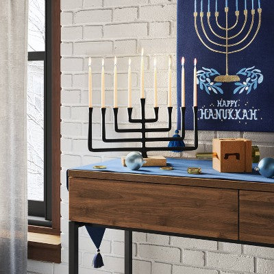  Modern Aluminum And Wood Menorah Black - Threshold™