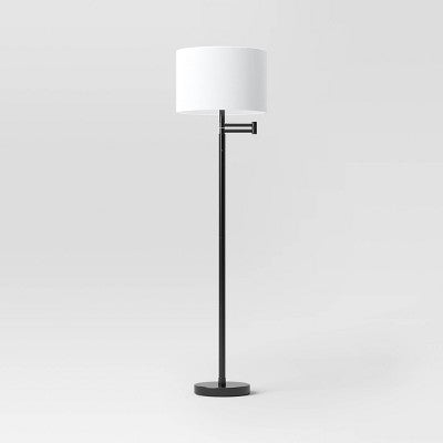  Metal Column Swing Arm Floor Lamp Black/White - Threshold™