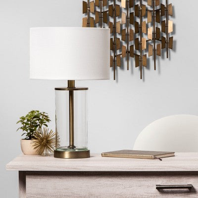  Fillable Accent With USB Table Lamp Brass - Threshold