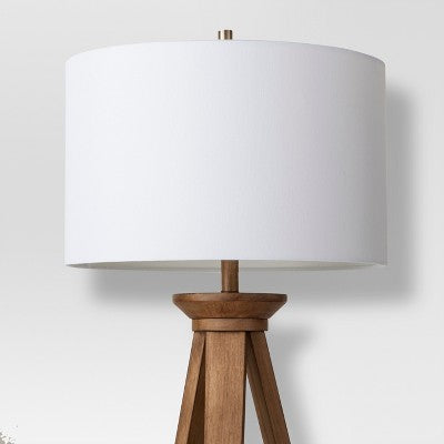  Oak Wood Tripod Floor Lamp Dark Brown - Threshold™