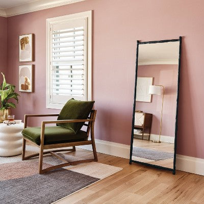  25"x65" Decorative Forged Metal Floor Mirror Black - Threshold™