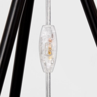  Diamond Tripod Floor Lamp Black With Rattan Shade (Includes LED Light Bulb) - Threshold™: Nautical Standing Illumination