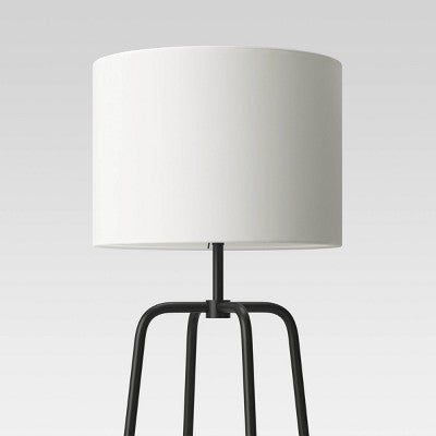  20" Etagere Power Source Shelf Floor Lamp Black Metal/Wood - Threshold™: USB Port, Modern Design