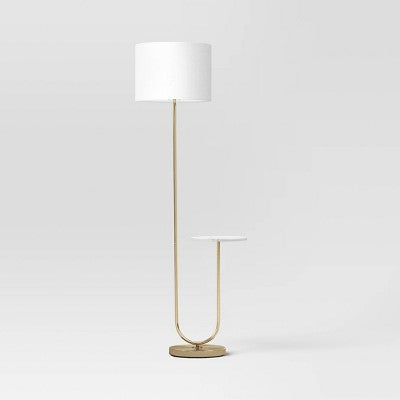  60"x20.5" Floor Lamp With Marble Table - Threshold™: Modern Standing Lamp With Polyester Shade