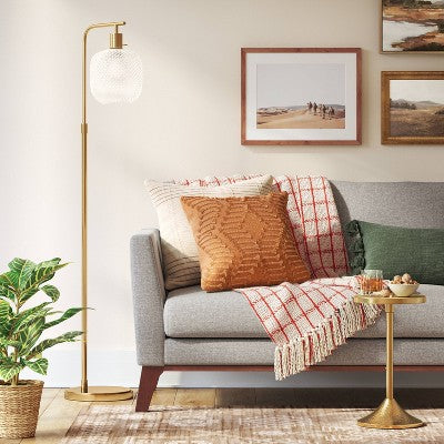  Floor Lamp Brass With Glass Shade (Includes LED Light Bulb) - Threshold™