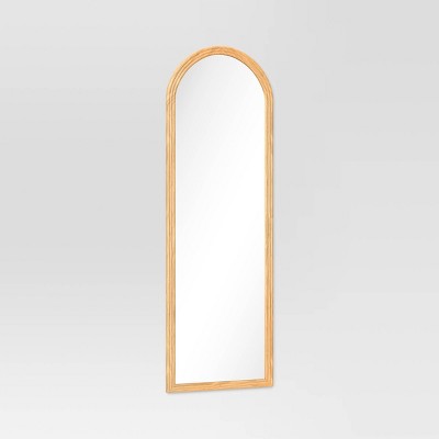 22" X 65" Fluted Arch Floor Mirror Light Natural - Threshold™: Pine Frame, No Assembly Required