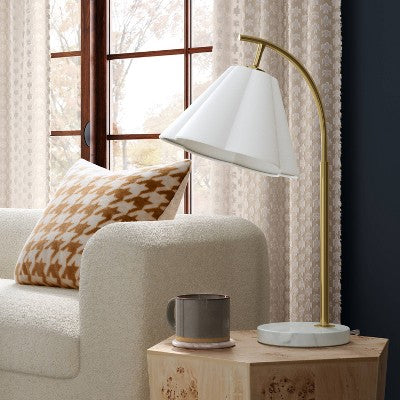  Scalloped Shade Table Lamp With Marble Base White - Threshold™